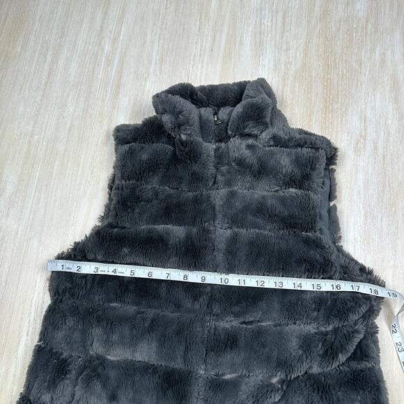Dylan Charcoal Gray Soft Faux Fur Full Zip Casual Chic Cozy Vest Jacket Small - Picture 10 of 14